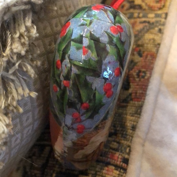 👼 Angel & Manger Paper Machete Puffed Heart Ornament - Picture 4 of 9